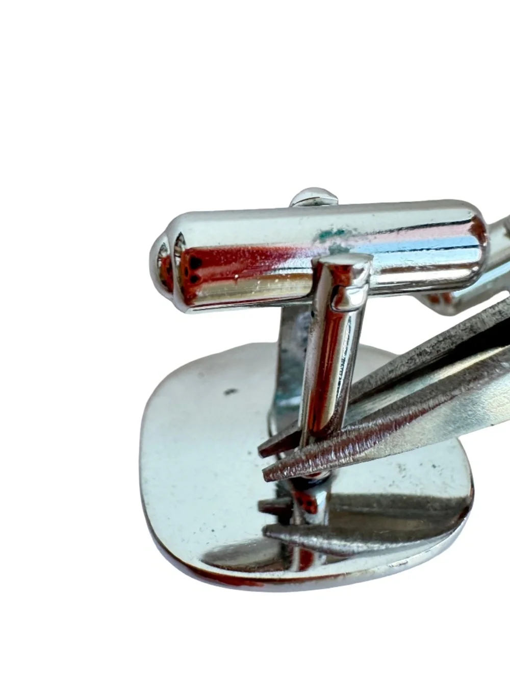 Japanese Cloisonne Cufflinks Purple Enamel Silver Tone Vintage Mens Formalwear